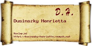 Dusinszky Henrietta névjegykártya